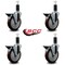 Service Caster 5'' Maroon Poly Swivel 1-1/4'' Expanding Stem Caster Set with Brake, 4PK SCC-EX20S514-PPUB-MRN-PLB-114-4 - alternate 4